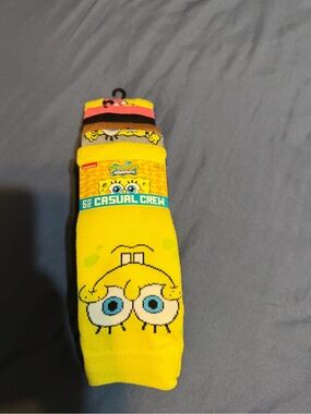 Spongebob Socks Men's Casual Crew Socks 6 Pairs Mens Size 8-12 Bioworld NEW